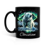 Personalized Polar Bear Coffee Mug with Northern Lights