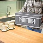 Homyfort Grey Mug Storage Box with Dividers