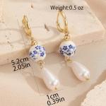 Blue & White Floral Teacup Earrings for Women