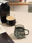 Smoky Black Glass Coffee Mug with Anti-Scald Handle