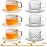 Atarvana 6 Pack Stackable Glass Tea Cups Set