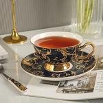 Dark Blue Floral Bone China Cup & Saucer Set