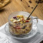 Gezzeny Vintage Set of 2 Embossed Glass Mugs