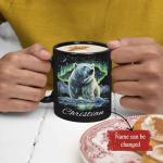 Personalized Polar Bear Coffee Mug with Northern Lights
