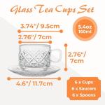 Atarvana 6 Pack Stackable Glass Tea Cups Set