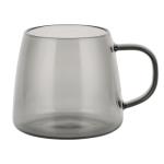 Smoky Black Glass Coffee Mug with Anti-Scald Handle