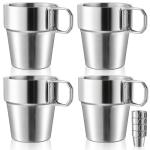 4 Pack Stainless Steel Camping Mugs with Handles