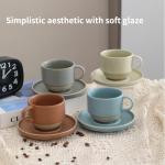 Minimalist Handmade Ceramic Cappuccino Mug & Saucer