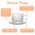 Atarvana 6 Pack Stackable Glass Tea Cups Set