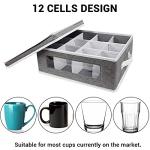 Homyfort Grey Mug Storage Box with Dividers