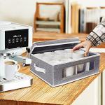 Homyfort Grey Mug Storage Box with Dividers