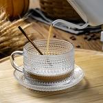 Gezzeny Vintage Set of 2 Embossed Glass Mugs