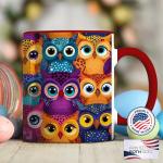 Colorful Owl Mug - Whimsical Ceramic Cup