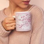 Personalized Cherry Blossom Coffee Mug with Custom Name