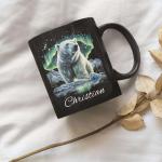 Personalized Polar Bear Coffee Mug with Northern Lights
