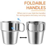 4 Pack Stainless Steel Camping Mugs with Handles