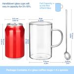 Set of 4 Large Borosilicate Glass Coffee Mugs