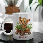 Personalized Tiger Clover Coffee Mug, Custom Name