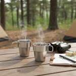 4 Pack Stainless Steel Camping Mugs with Handles