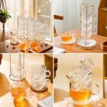 Atarvana 6 Pack Stackable Glass Tea Cups Set