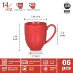 Esfour Ceramic Coffee Mugs Set of 6, 14 Oz