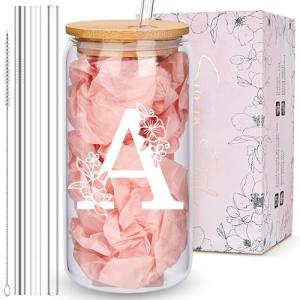 Personalized Monogram Tumbler with Bamboo Lid