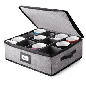 Stackable Coffee Mug Organizer for 12, Grey