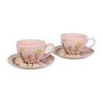 Pink Floral Tea Cup and Saucer Set of 2