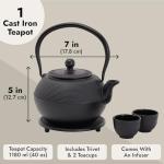 Juvale Black Cast Iron Teapot with Infuser