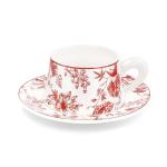 Red Floral Tea Cup and Saucer Set