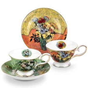 Floral Tea Cups Set with Saucer - Van Gogh Design