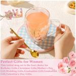 Personalized Double Wall Glass Flower Coffee Mug