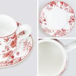 Red Floral Tea Cup and Saucer Set