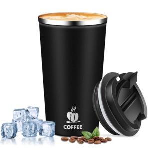 Insulated Travel Coffee Mug with Flip Lid - Black