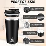 Insulated Travel Coffee Mug with Flip Lid - Black