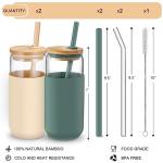 20 Oz Bamboo Lid Drinking Glasses Set