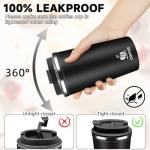 Insulated Travel Coffee Mug with Flip Lid - Black