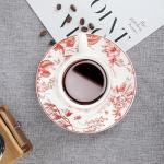 Red Floral Tea Cup and Saucer Set