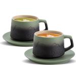 Artistic Cappuccino Cups Set of 2 – Green & Black