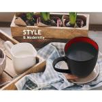 Set of 6 Black-Red Stoneware Coffee Mugs