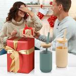 20 Oz Bamboo Lid Drinking Glasses Set