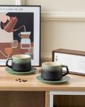 Artistic Cappuccino Cups Set of 2 – Green & Black