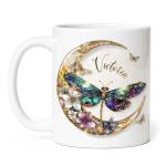 Custom Dragonfly and Moon Ceramic Coffee Mug