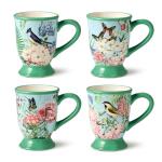 Flora Ceramic Pedestal Mugs Set of 4