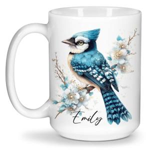 Personalized Blue Jay Bird Coffee Mug