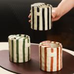 Hand-Painted 10oz Striped Ceramic Coffee Mug
