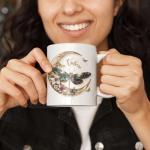 Custom Dragonfly and Moon Ceramic Coffee Mug