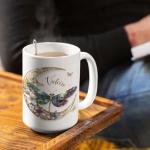 Custom Dragonfly and Moon Ceramic Coffee Mug
