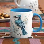 Personalized Blue Jay Bird Coffee Mug