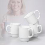Hartorfic Coffee Mugs Set of 4 – 16 oz Porcelain Ceramic Mugs with Handle, Stackable Non-Toxic & Lead Free, Microwaveable Latte Cups for Kitchen, Tea & Cappuccino White